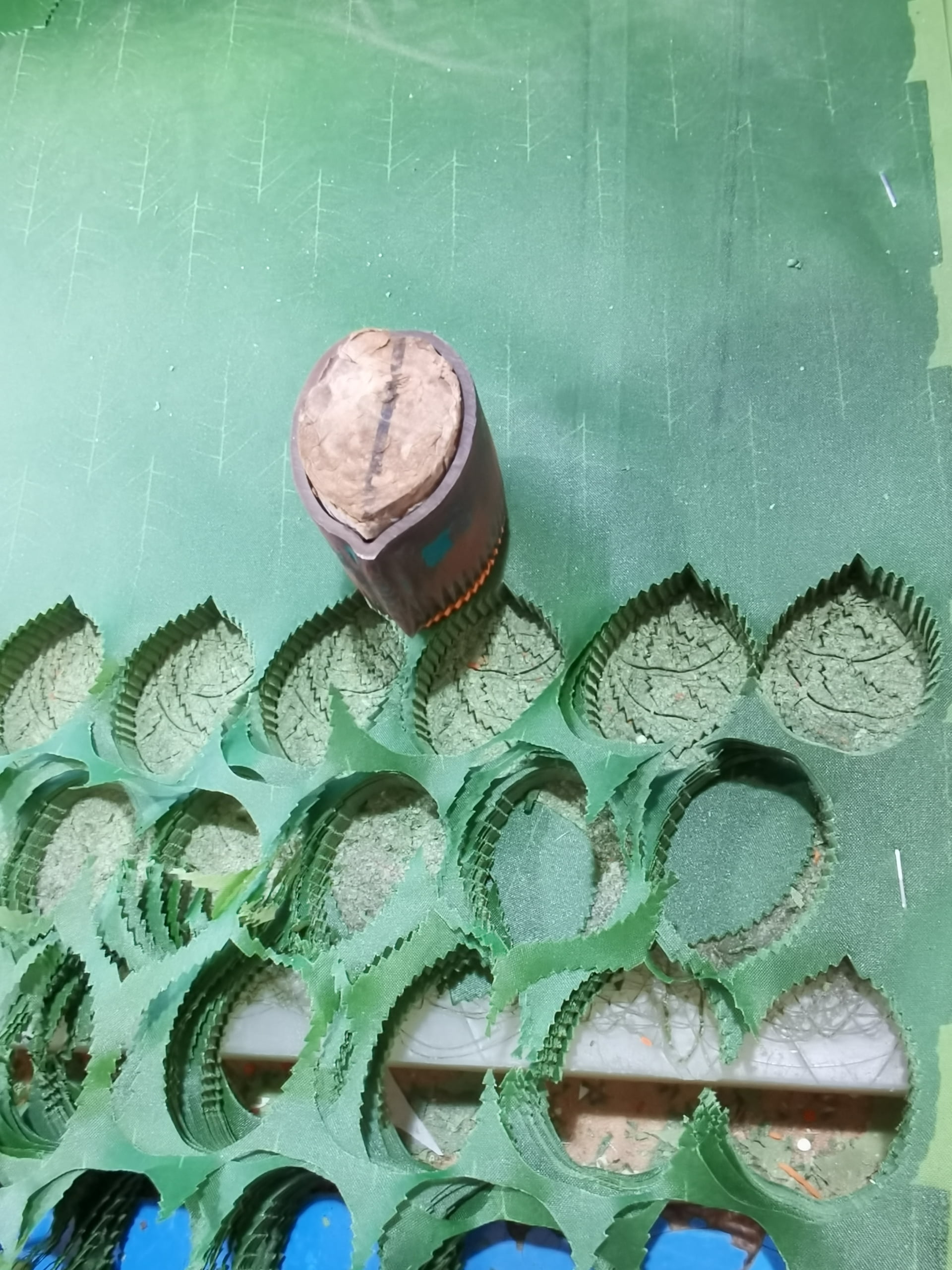 Fabric die-cut into flower petal shapes