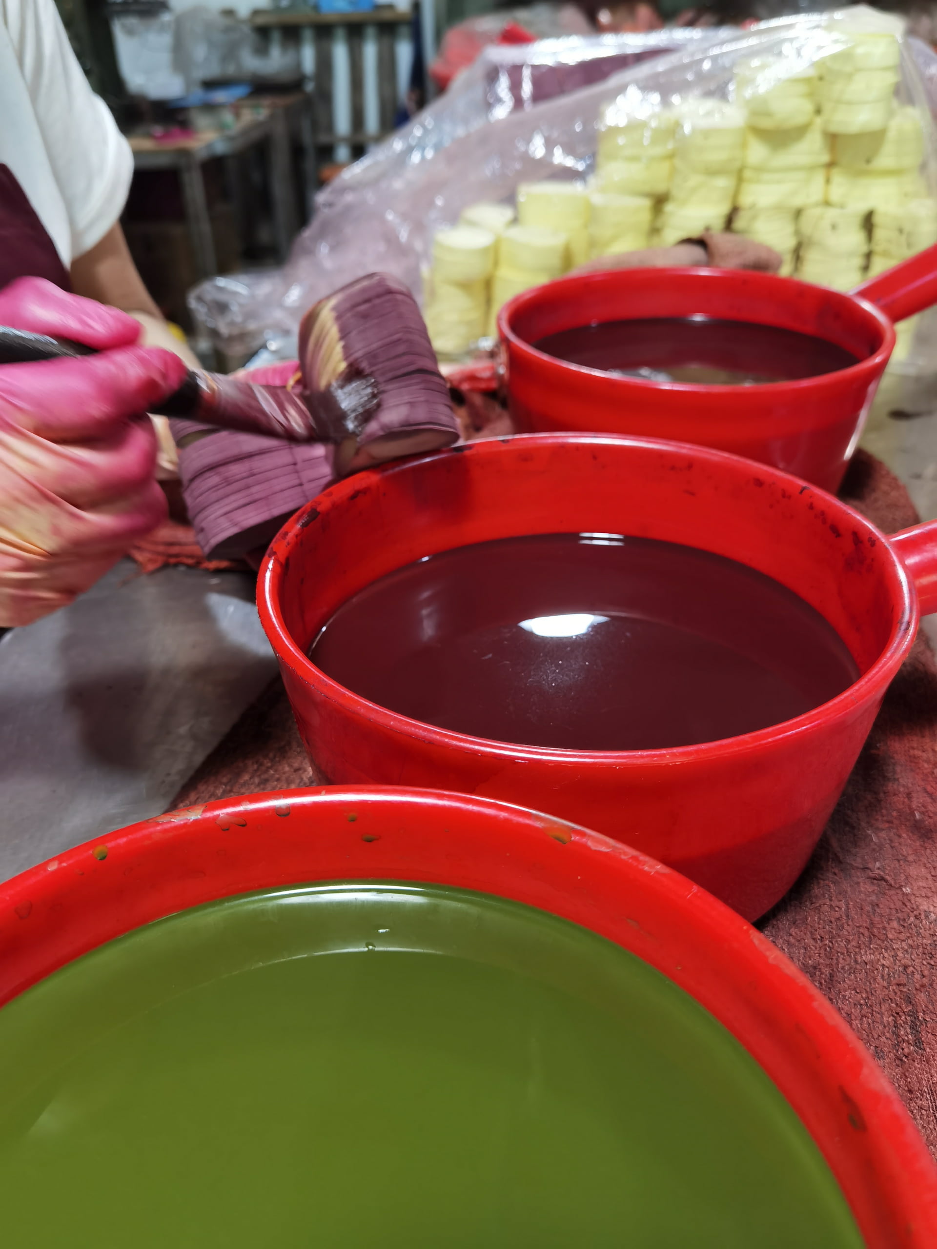 Flower petals dyed in various colors