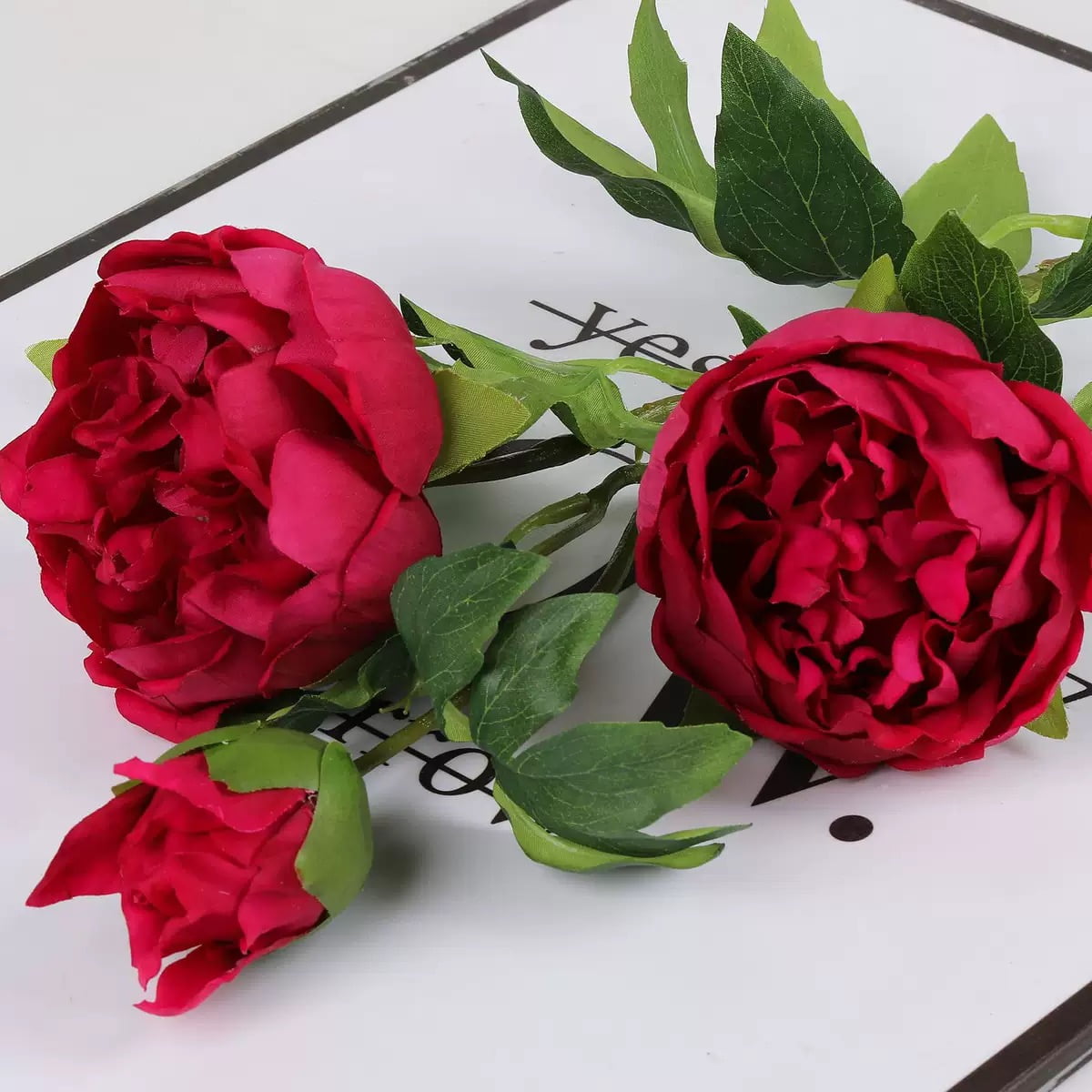 80cm Real-Touch 3 Heads Lydia Peony Spray
