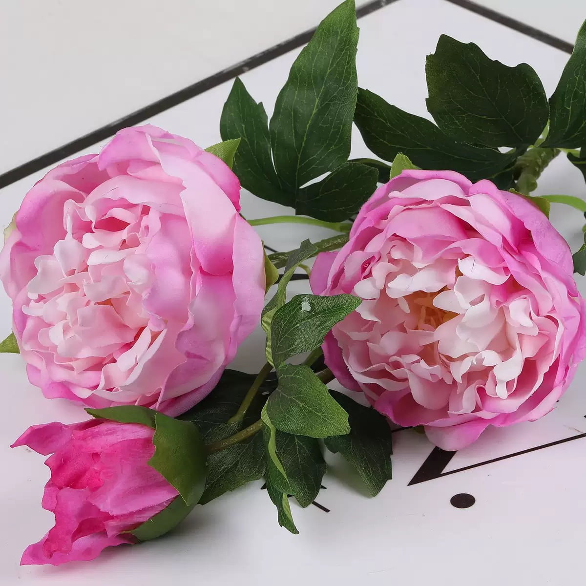 80cm Real-Touch 3 Heads Lydia Peony Spray